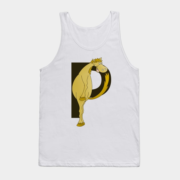 Pony Monogram Letter P Tank Top by mailboxdisco